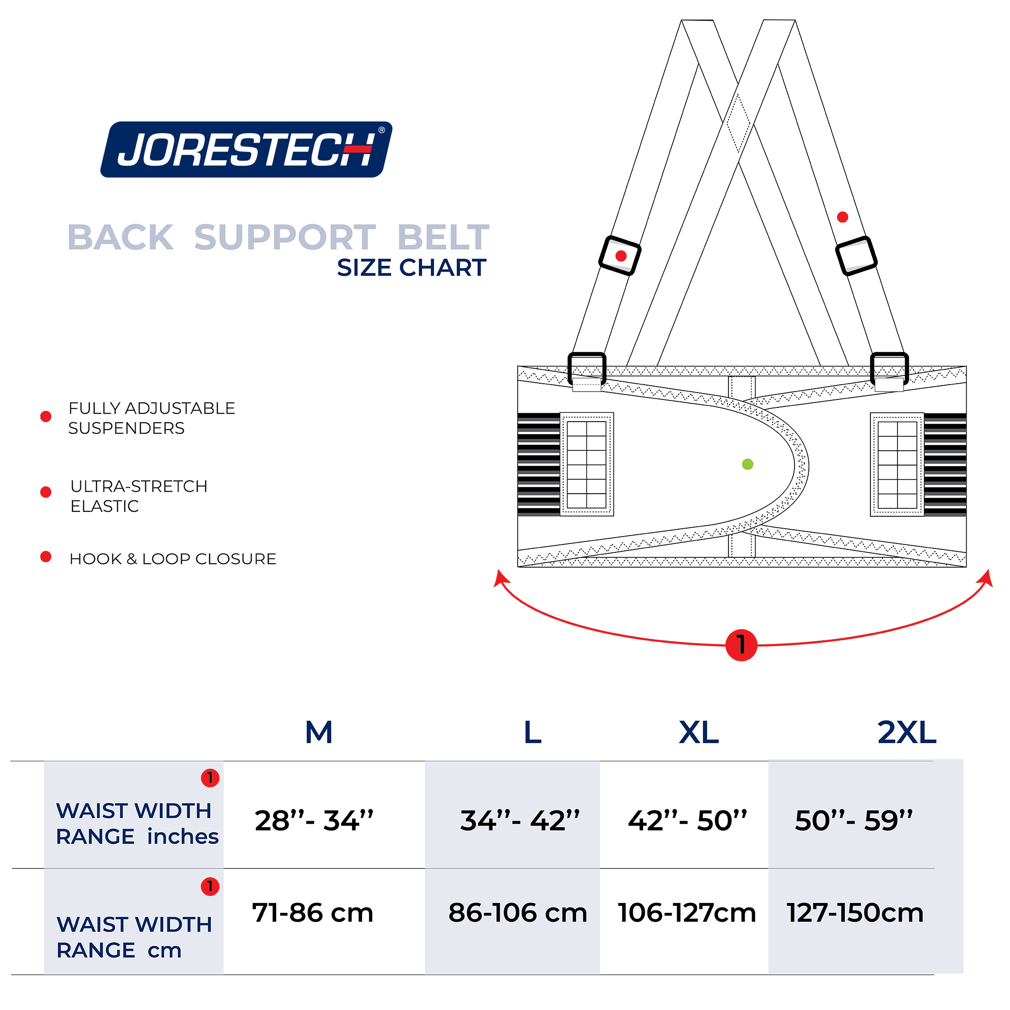 Adjustable Back Support Belt with Suspenders